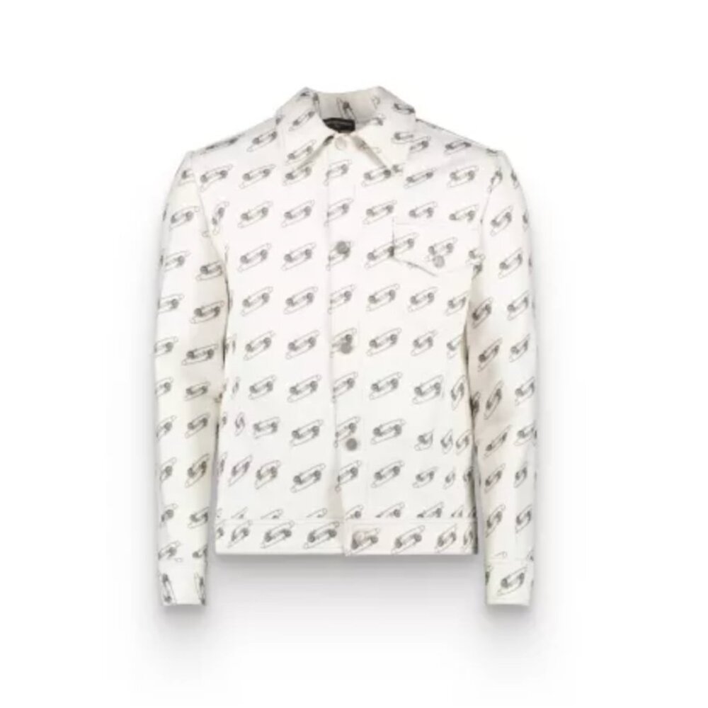 Alexandro fratelli White Saftey Pin Denim Jacket Medium M